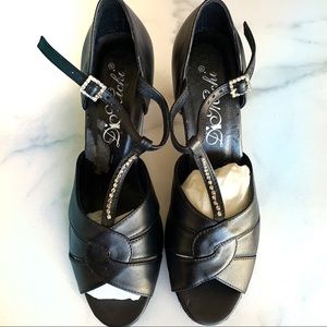 DiMichi Black Ballroom Dance Sandal Rhinestones 7